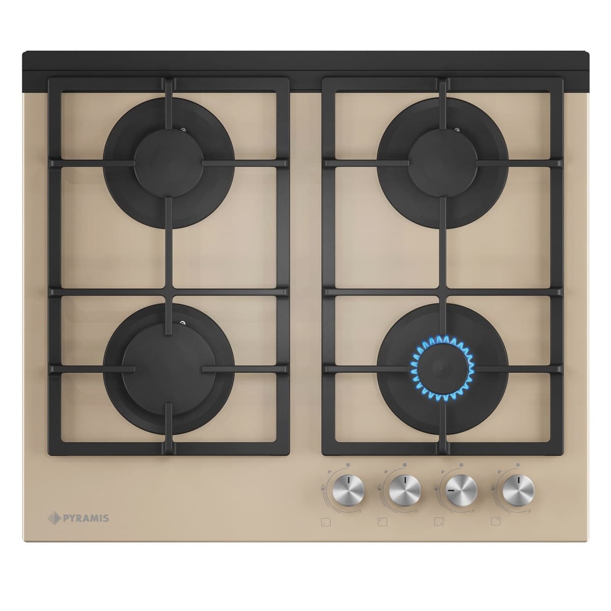 Plita gaz Pyramis 60KF 3076 Sticla cappuccino &amp; Fonta 030014201