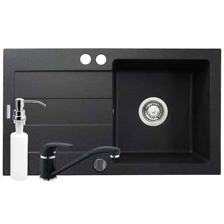 Pachet 3in1 chiuveta granit Pyramis Cristal + Baterie + Dozator detergent lichid 890020019