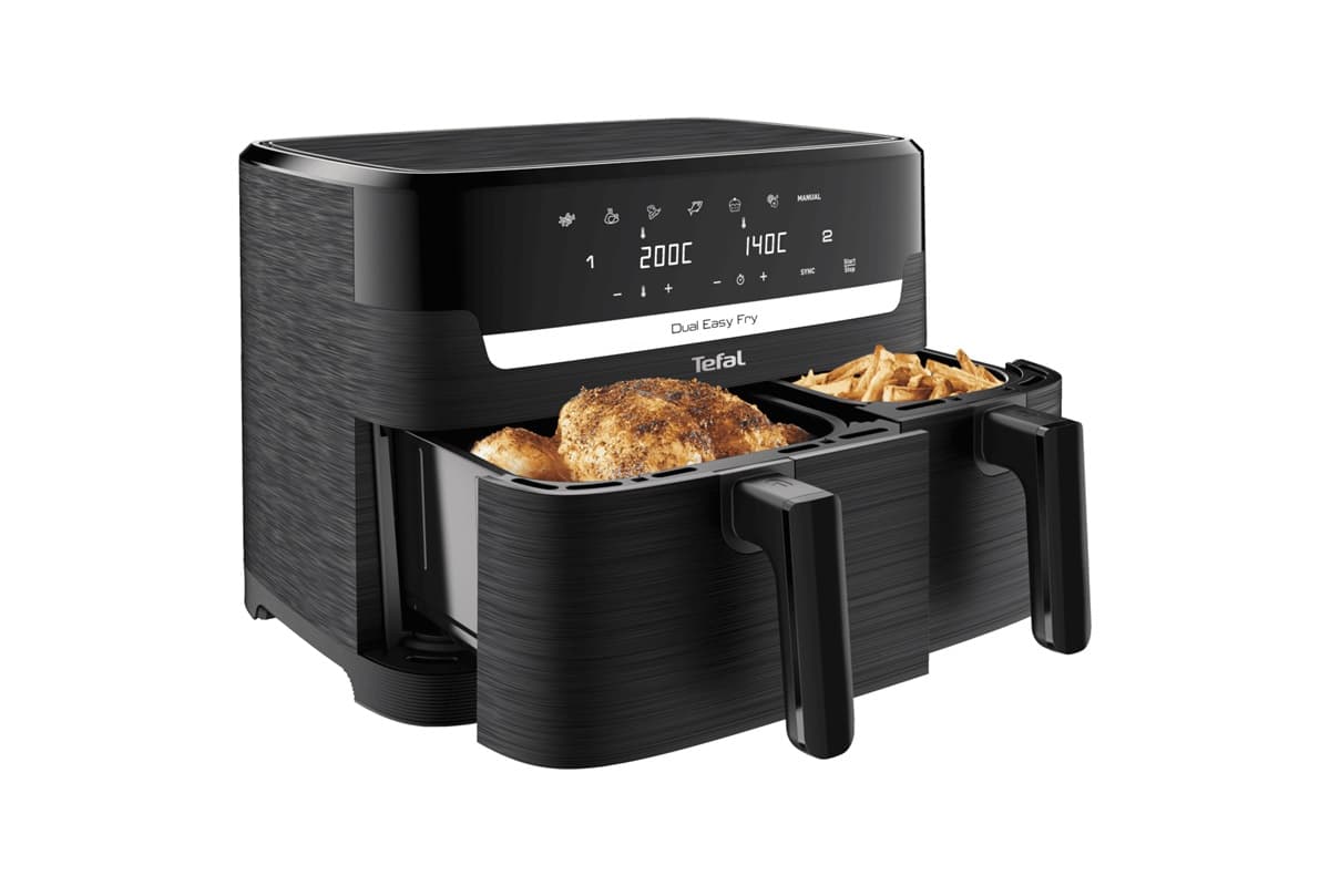 Friteuza dubla cu aer cald Tefal Dual Easy Fry EY901N10
